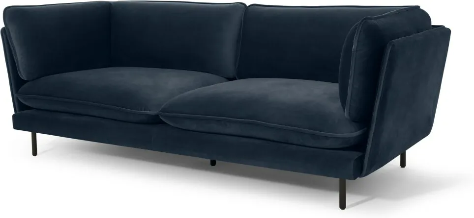 Wes 3 Seater Sofa, Sapphire Blue Velvet
