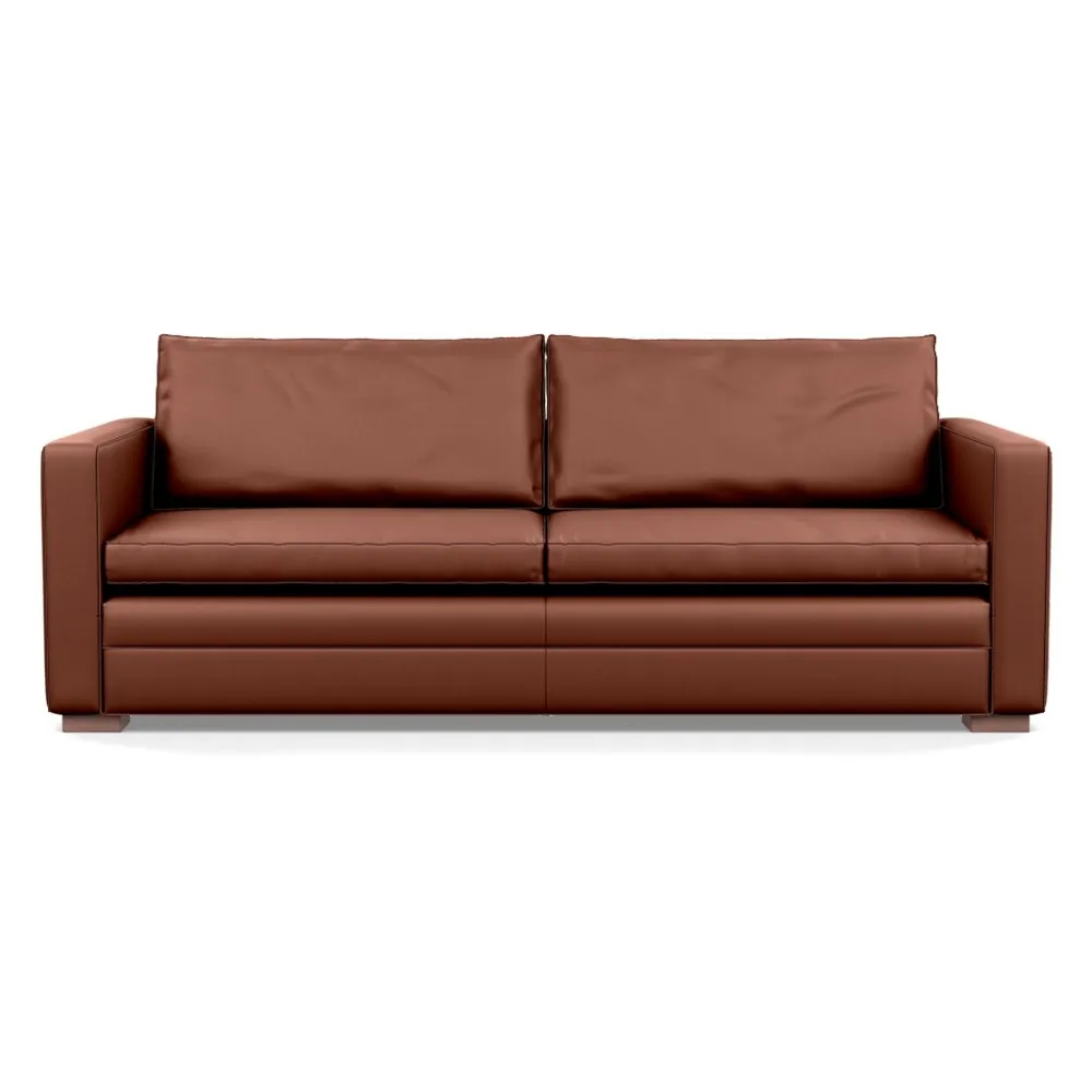 Heal's Palermo 4 Seater Sofa Leather Grain Dark Brown 068 Walnut Feet 1