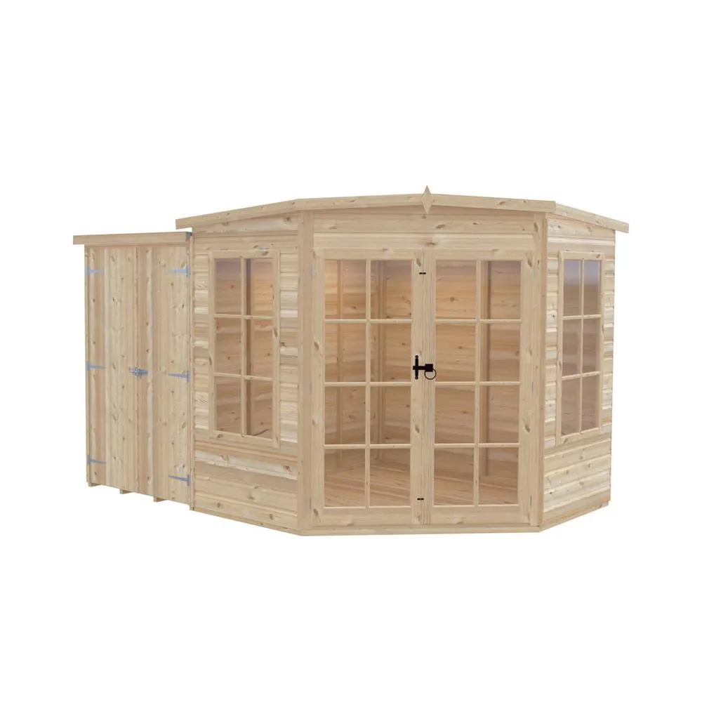 Shires Hampton 7 x 11 Feet with Side Shed - L119 x W205 x H190.3 cm in Light Tan