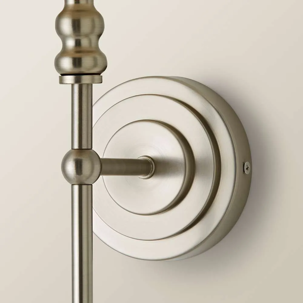 ValueLights Maggie Candlestick Wall Light with Linen Tapered Lamp Shade with Bulb in Silver 4