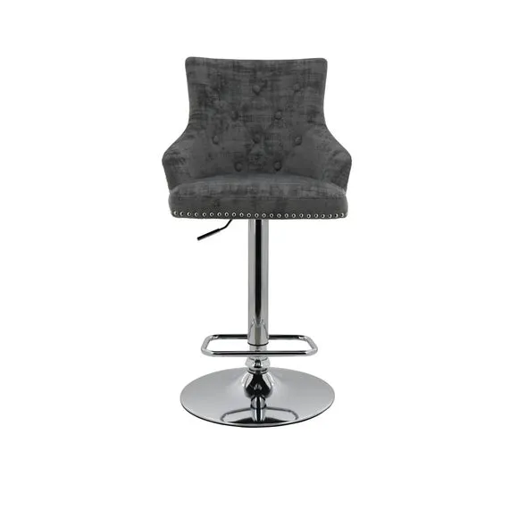 Selena Adjustable Height Swivel Bar Stool, Velvet 2