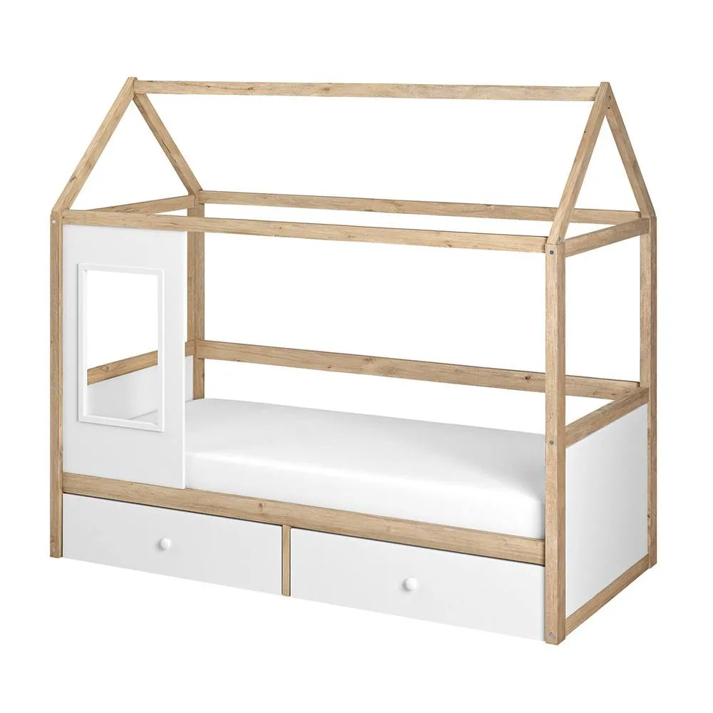 Flair Ted Play House Wooden Bed with Storage in White 5