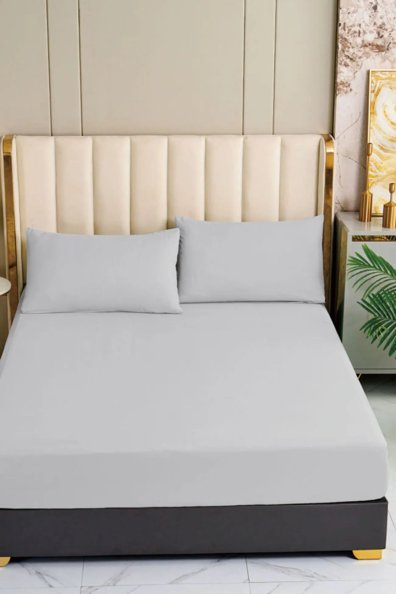 Ezysleep 100% Egyptian Cotton Silver Fitted Sheet 2