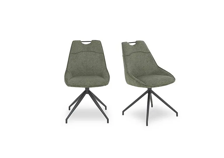 Pedro Pair of Fabric Swivel Dining Chairs - Green