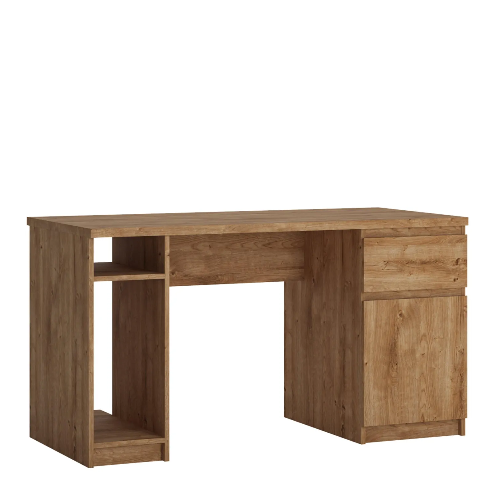 Furniture To Go Fribo 1 Door 1 Drawer Twin Pedestal Desk in Brown