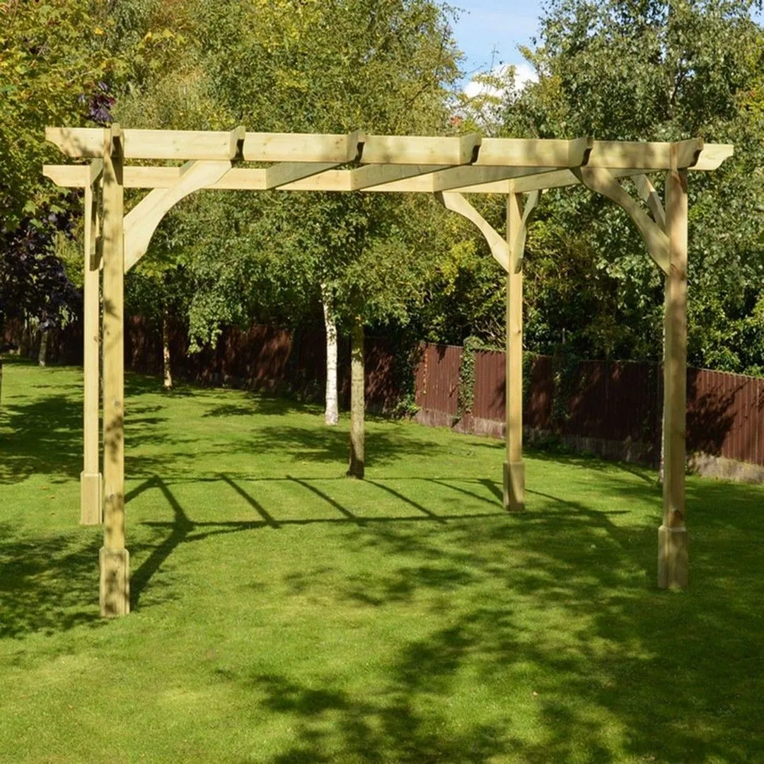 Rutland County Garden Furniture Ltd Premium Pergola - Wood - L180 x W180 x H270 cm - Rustic Brown in Light Green 4