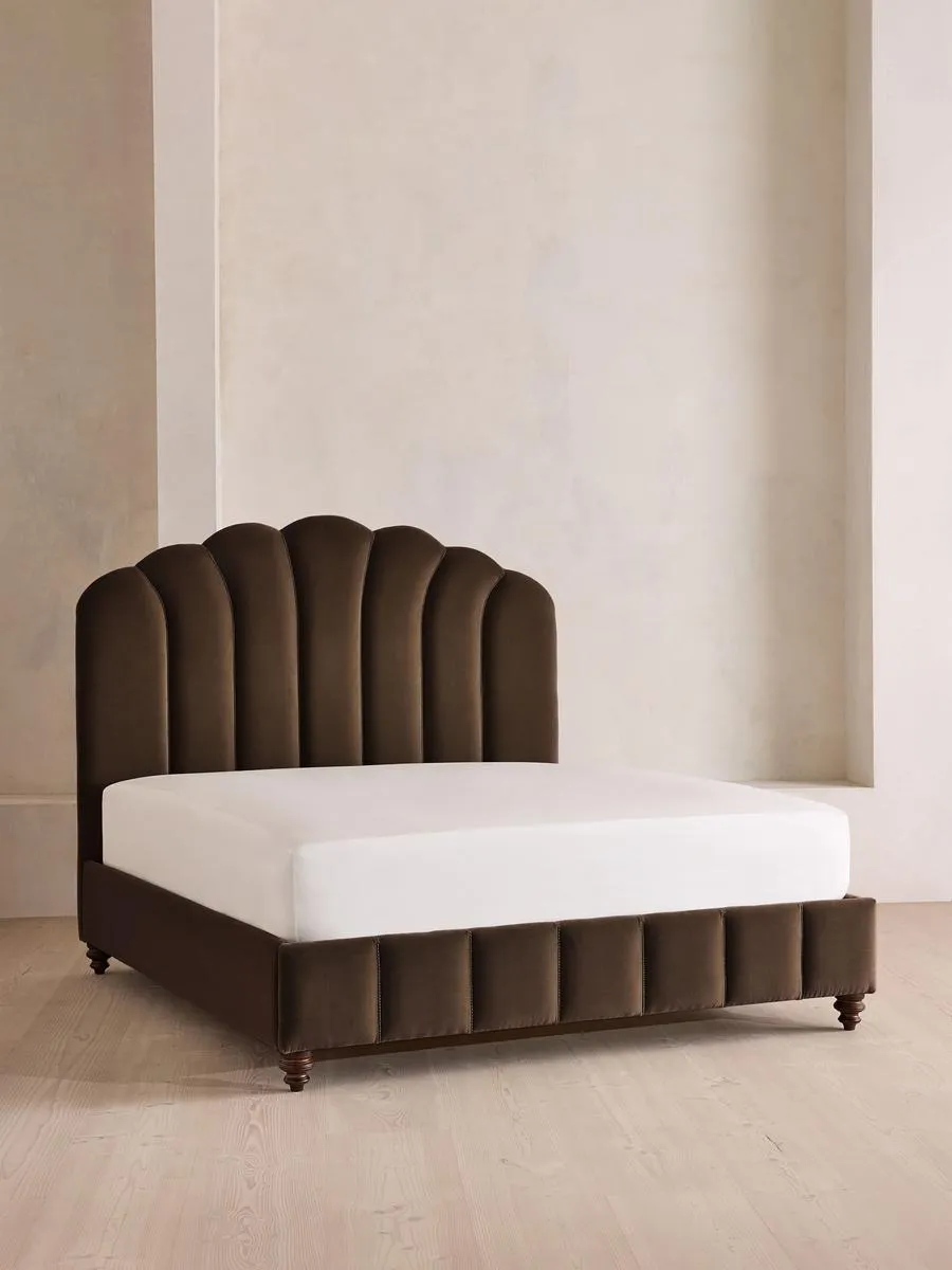 Manette Bed, with Twisted Cord, King, Velvet, Chocolate
