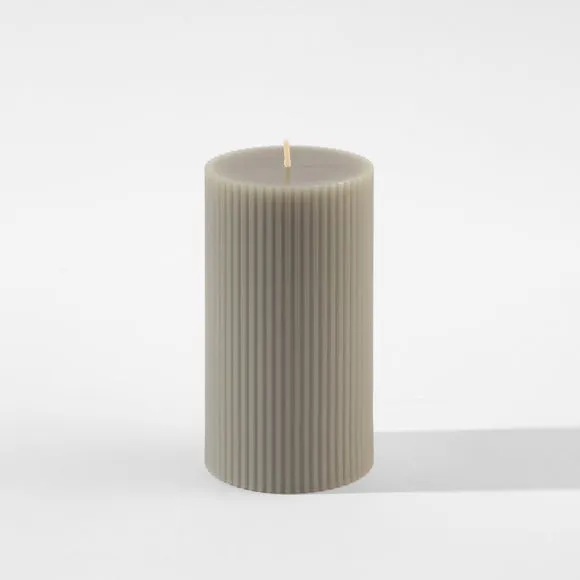 Unscented Ribbed Pillar Candle 2