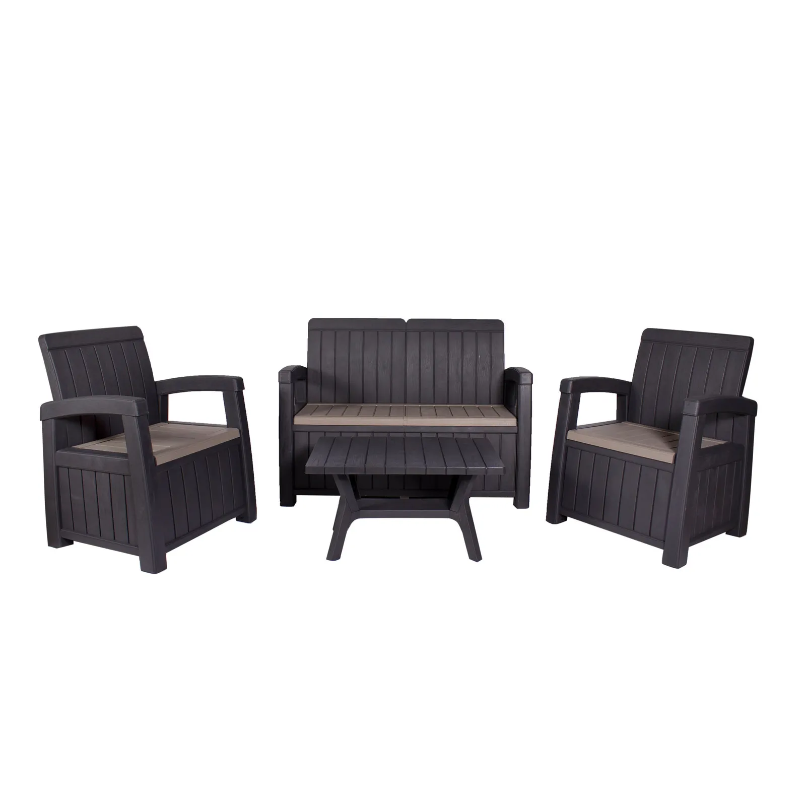 Faro 4 Seater Black Conversation Set Black