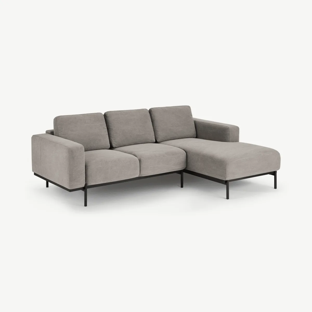 Jarrod Right Hand facing Chaise End Corner Sofa, Washed Grey Cotton Fabric