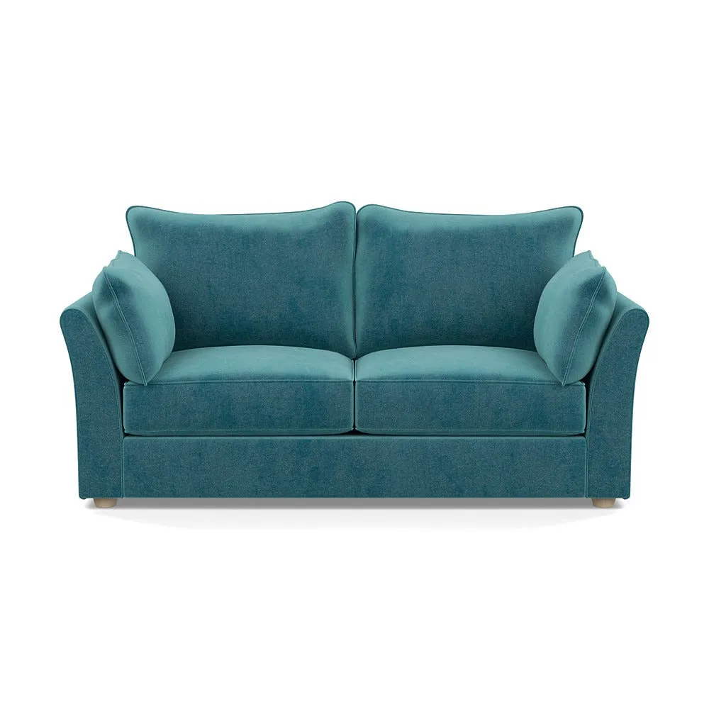 Heal's Tailor 3 Seater Sofa Smart Luxe Velvet Airforce Blue Natural Beech Feet 1
