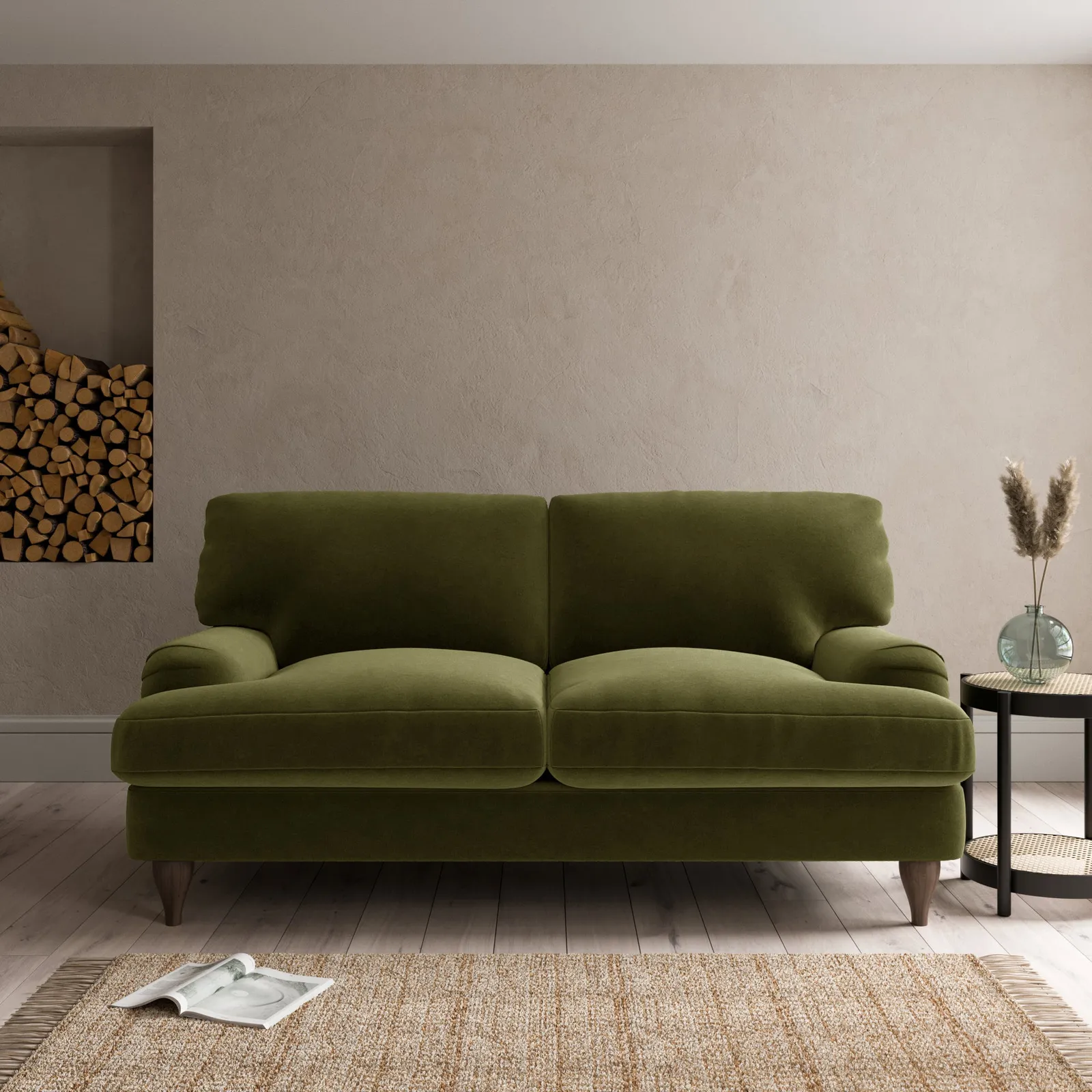 Darwin Luxury Velvet 2 Seater Sofa Green