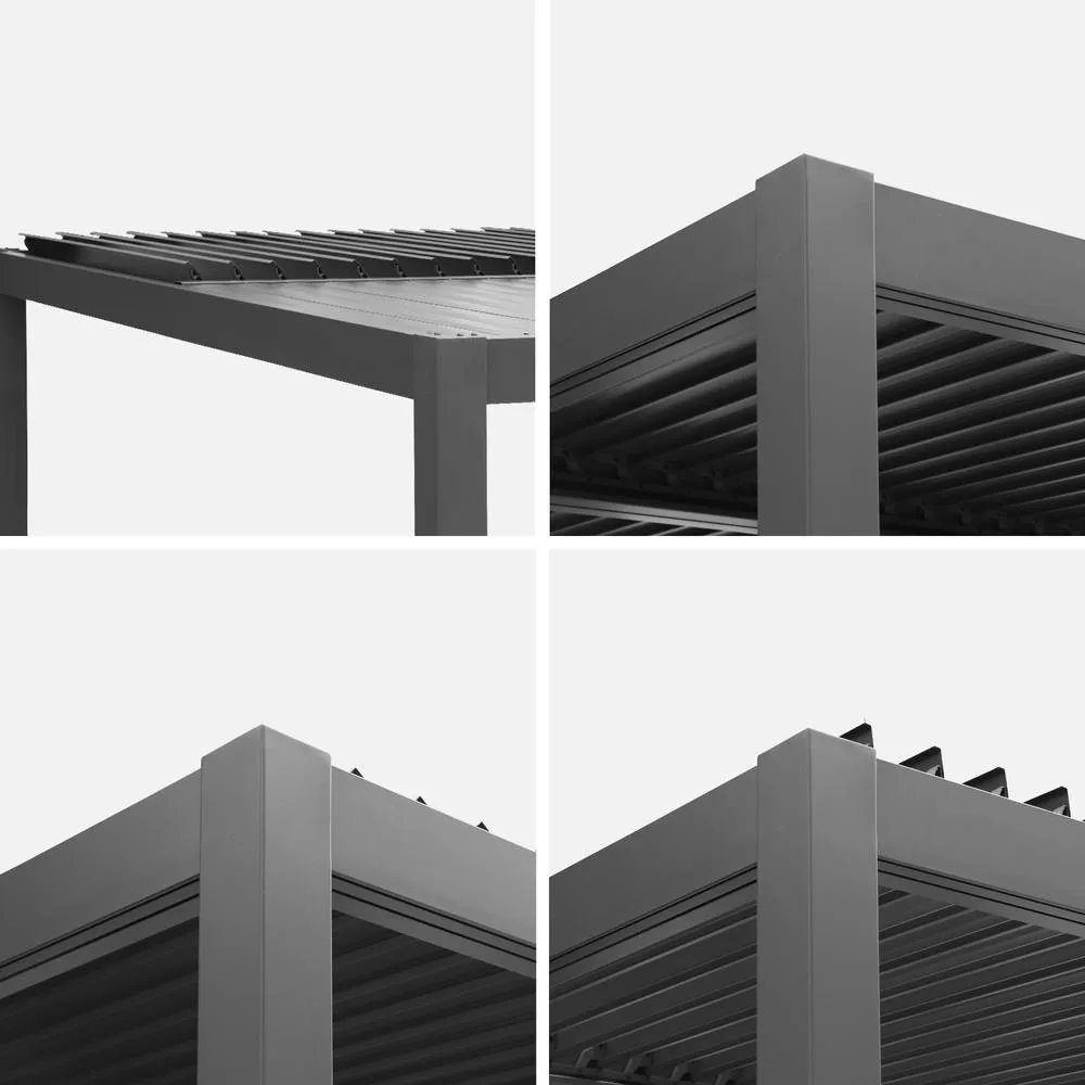 sweeek Louvered Pergola Aluminium & Steel 3 X 3m in Dark Grey 4