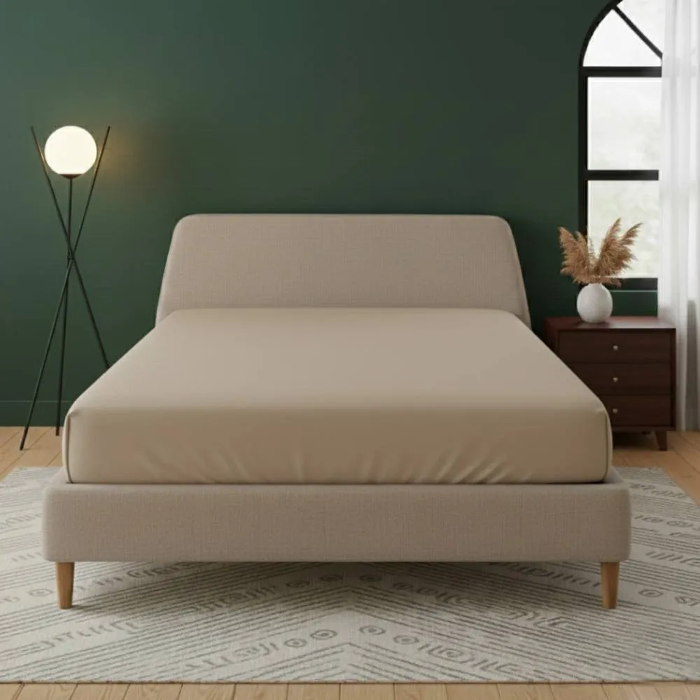 Snug City Flannelette Fitted Sheet Extra Deep 40cm Skirt Soft Brushed Cotton in Beige