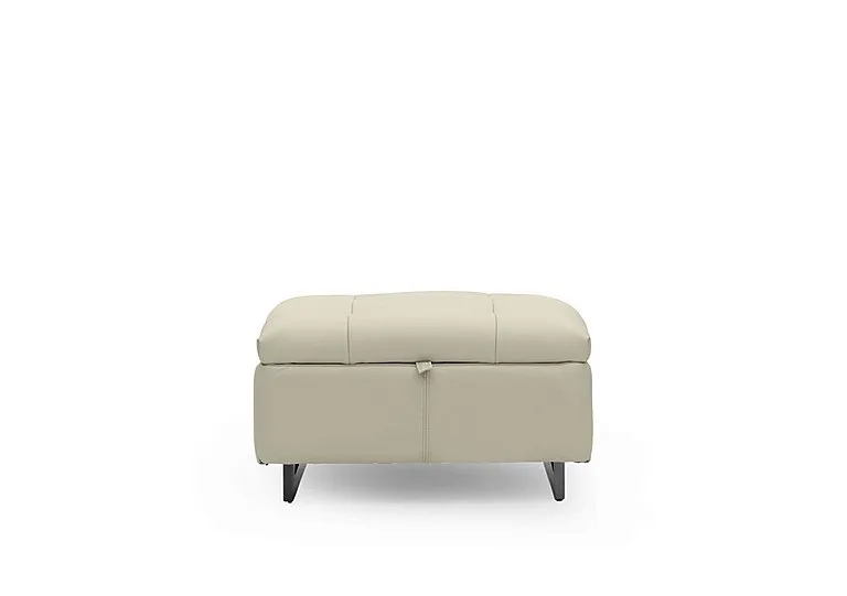 Gisella Leather Storage Footstool - Bone China