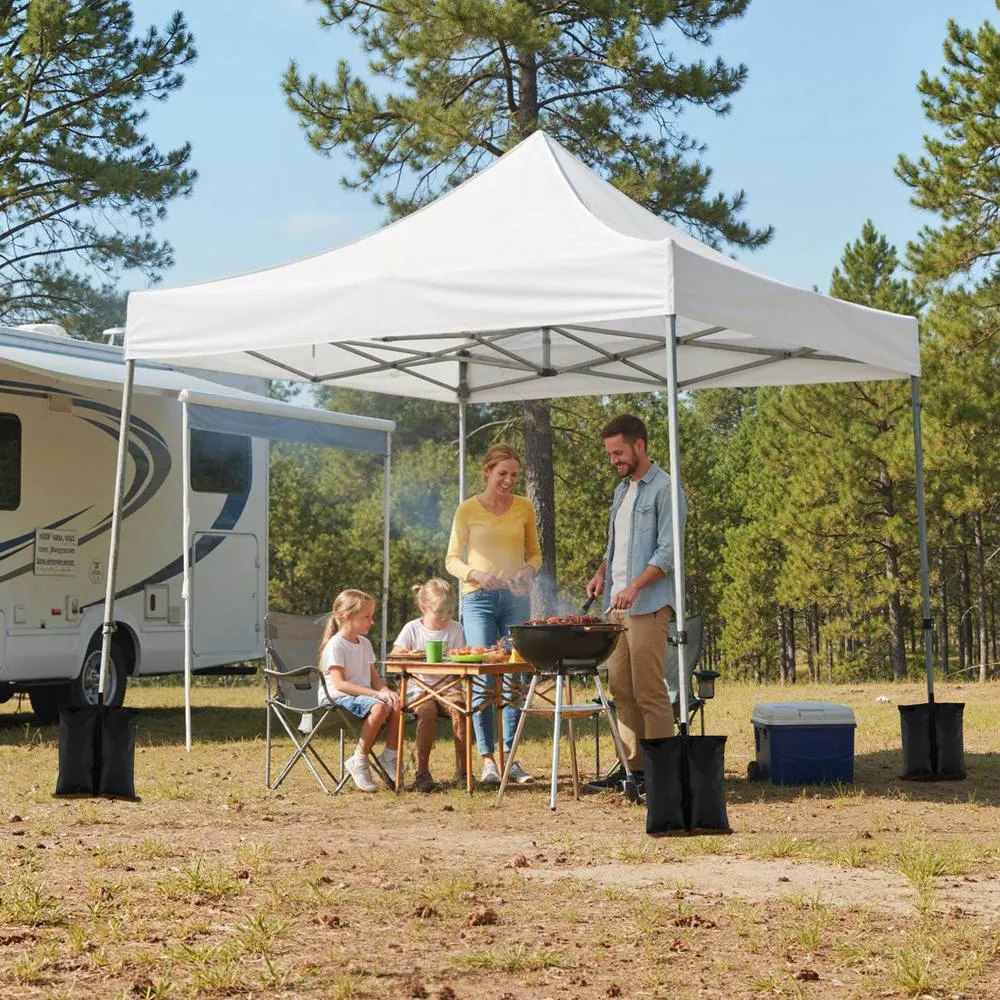 Costway 10 x 10 Pop Up Canopy Tent with Wheeled Bag & 4 Sandbags in White 6