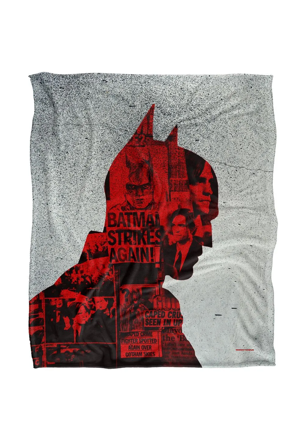 Batman The (2022) Blanket, News Clippings Collage Silhouette Silky Touch Super Soft Throw Blanket 152x127 cm in White