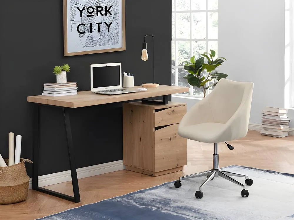 Vente-unique Desk With 1 Drawer & 1 Door - MDF & Steel - Oak & Black - GOTAMA 3