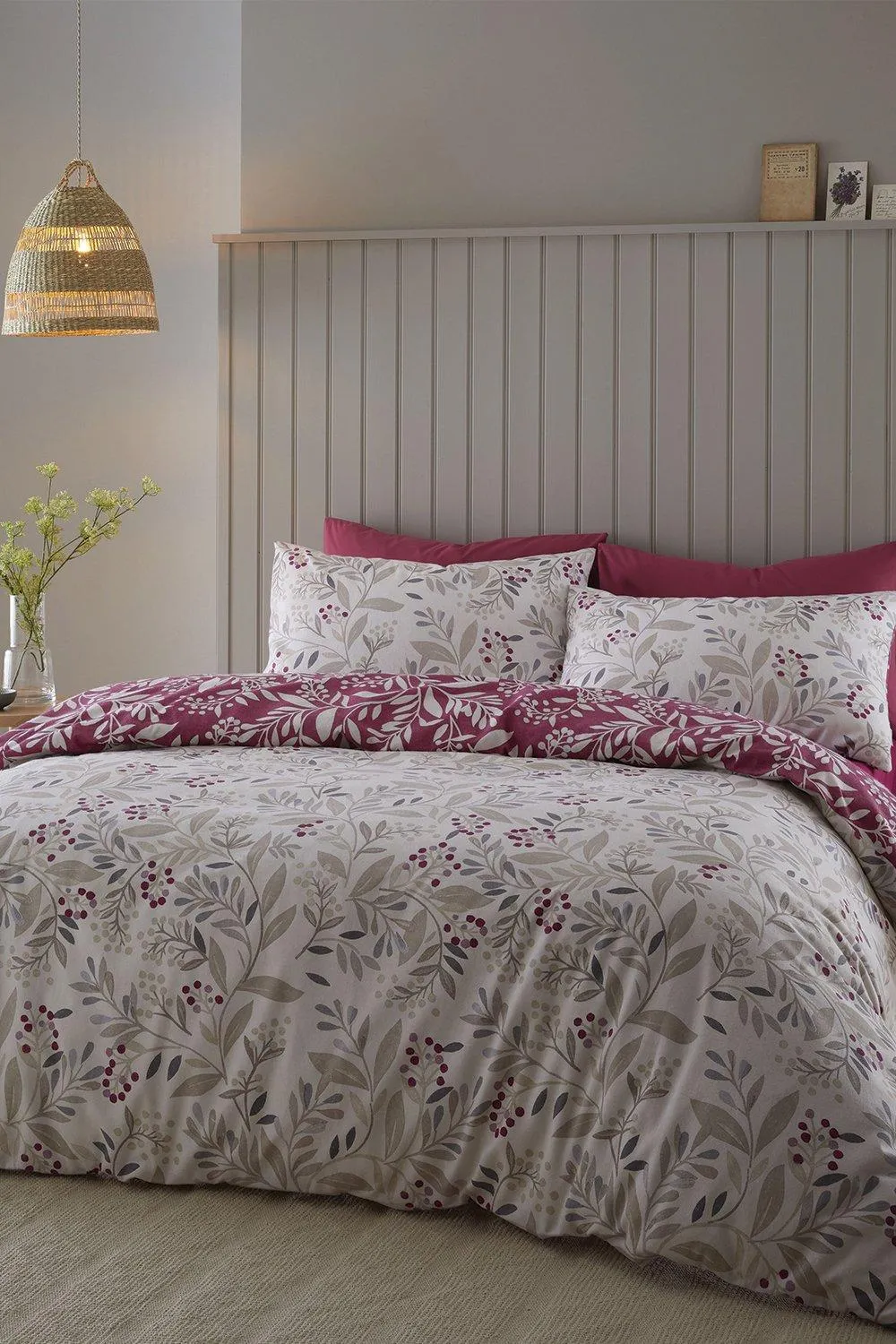Brushed Lingonberry Floral King Duvet Set