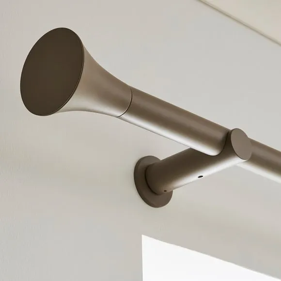 Flush Trumpet Fixed Metal Curtain Pole with Rings 3
