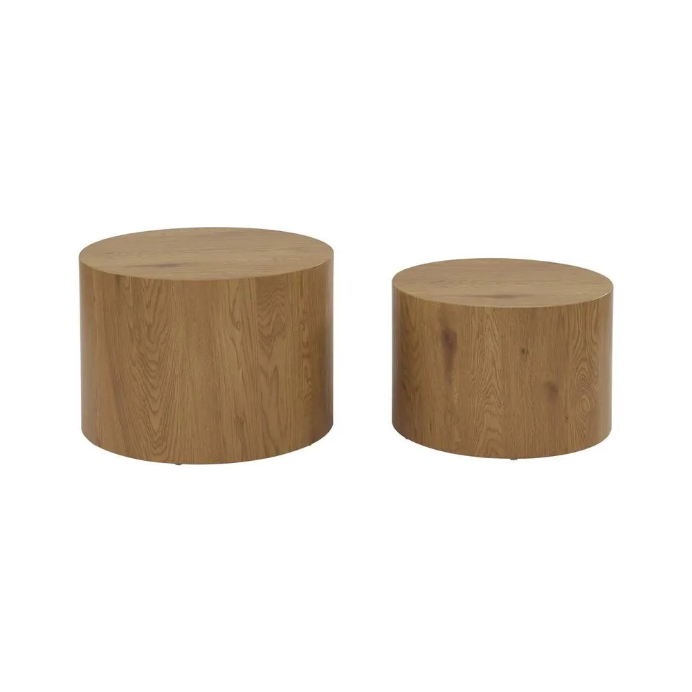 sweeek Set of 2 round nesting coffee tables wood effect in Beige 2