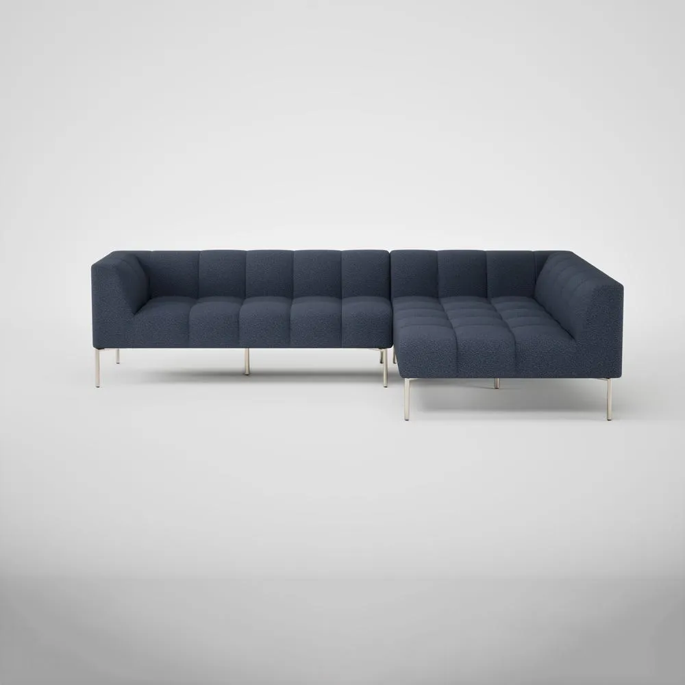 Heal's Quadro Right Hand Facing Chase Sofa Loop Boucle Navy Stainless Steel Feet 2