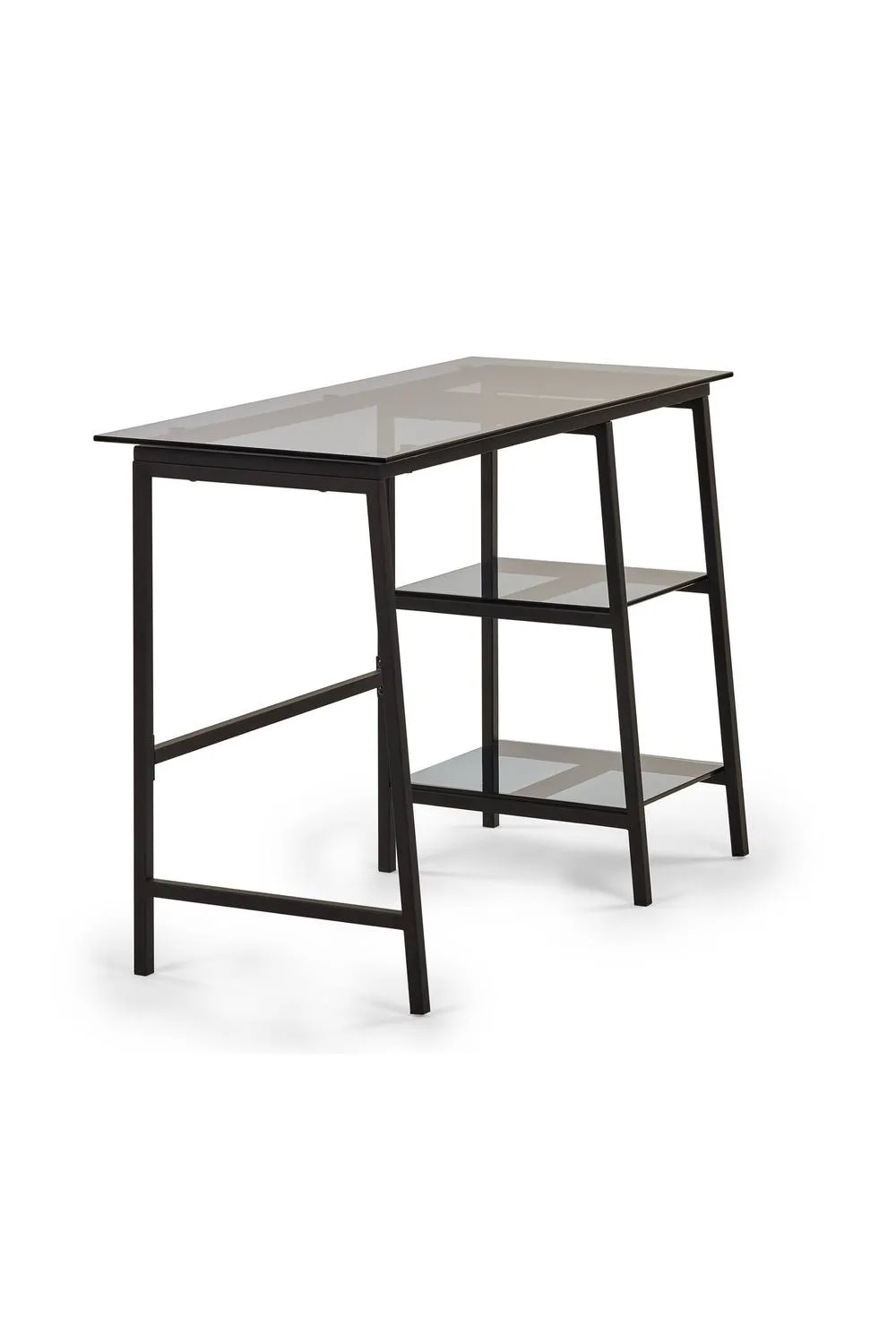 Julian Bowen Chicago Glass Top Desk with Shelves in Black 4
