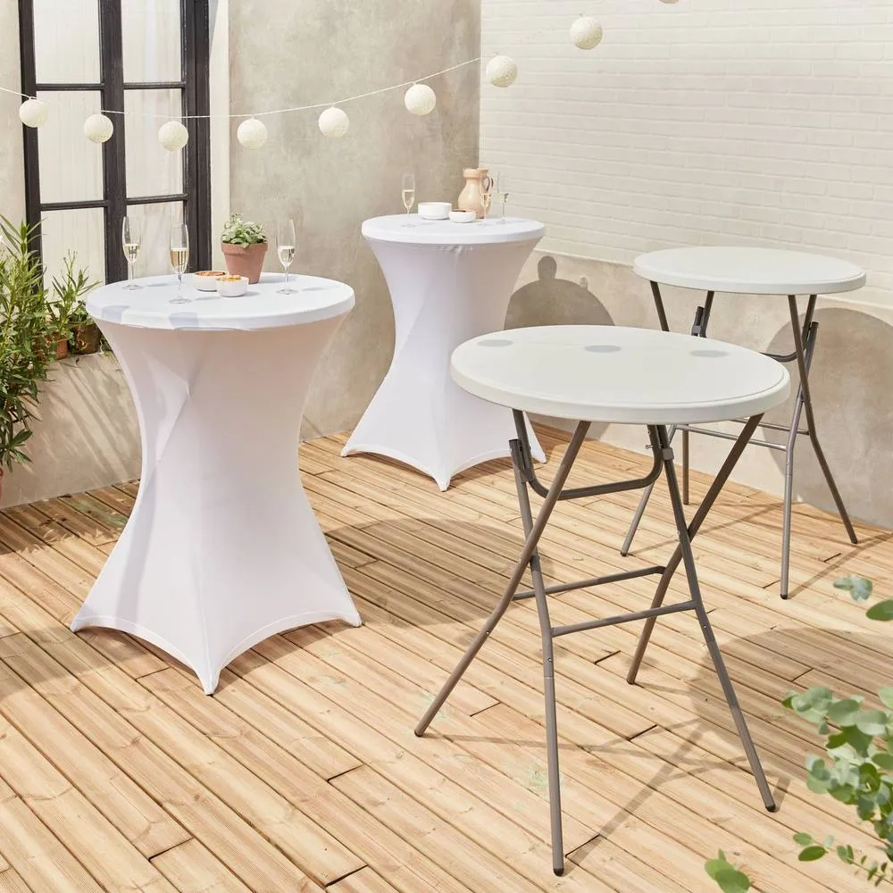 sweeek Pair of foldable high tables with protective covers in White 3