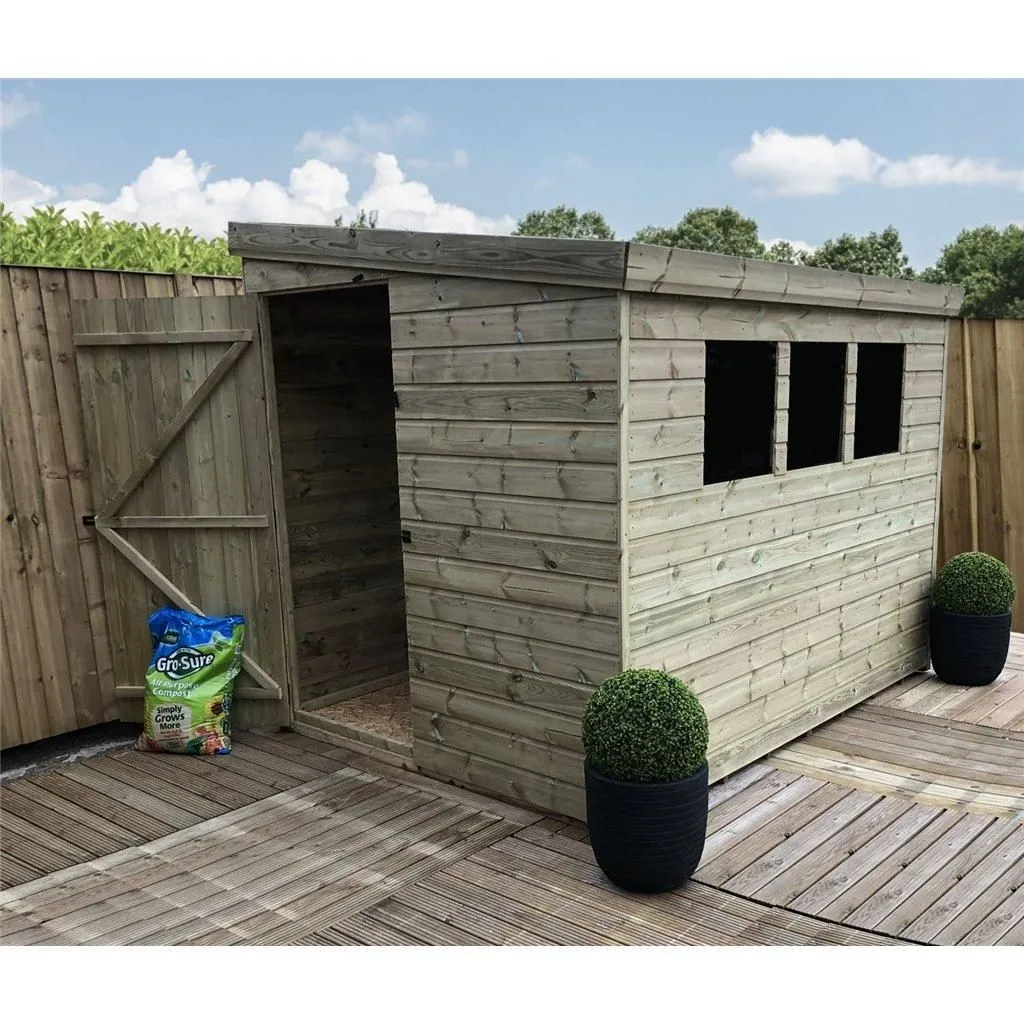 Marlborough 7 x 4 Pressure Treated Reverse Garden Shed with Single Door in Natural 3