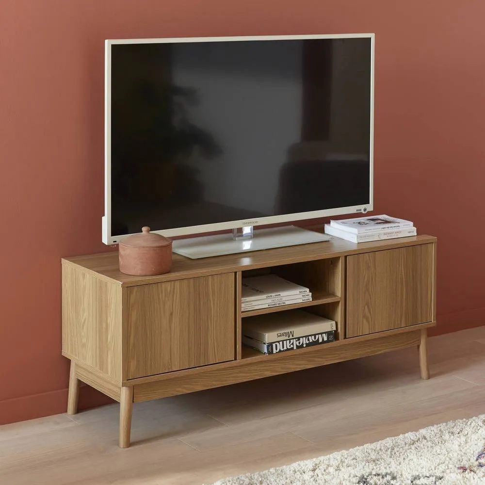 sweeek 120cm TV unit wooden effect 2 doors in Beige 3