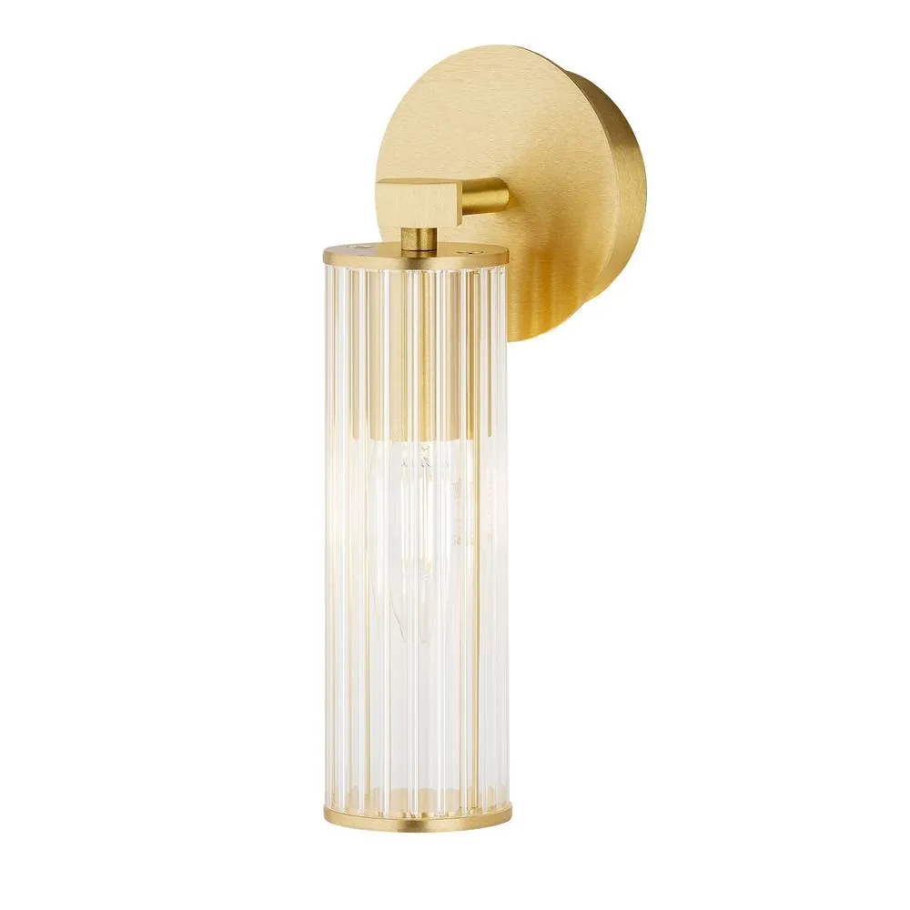 Netlighting Hampton Wall Lamp Transparent (Fluted) Brushed Brass in Gold 2