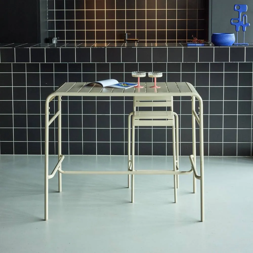 sweeek 4-seater metal garden bar table in Beige 4