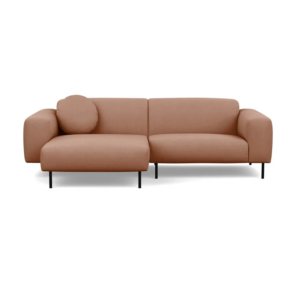 Heal's Luna Left Hand Facing Corner Chaise Sofa Siena Cotton Clay Black Feet