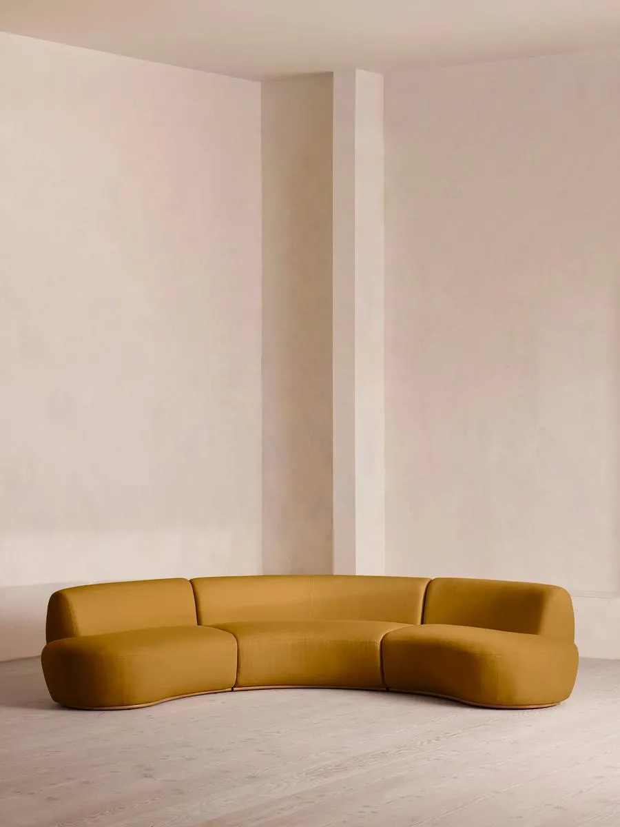 Aline Serpentine Modular Sofa, Four Seater, Linen, Turmeric