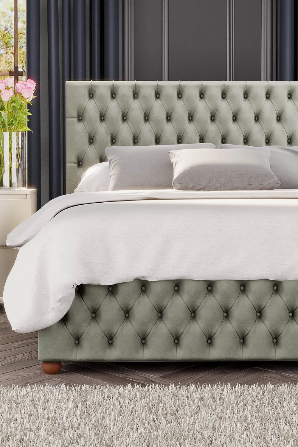 Laurence Llewelyn-Bowen Seren Ottoman Storage Bed in Plush Velvet Fabric, Custom Made in Duck Egg Blue 3