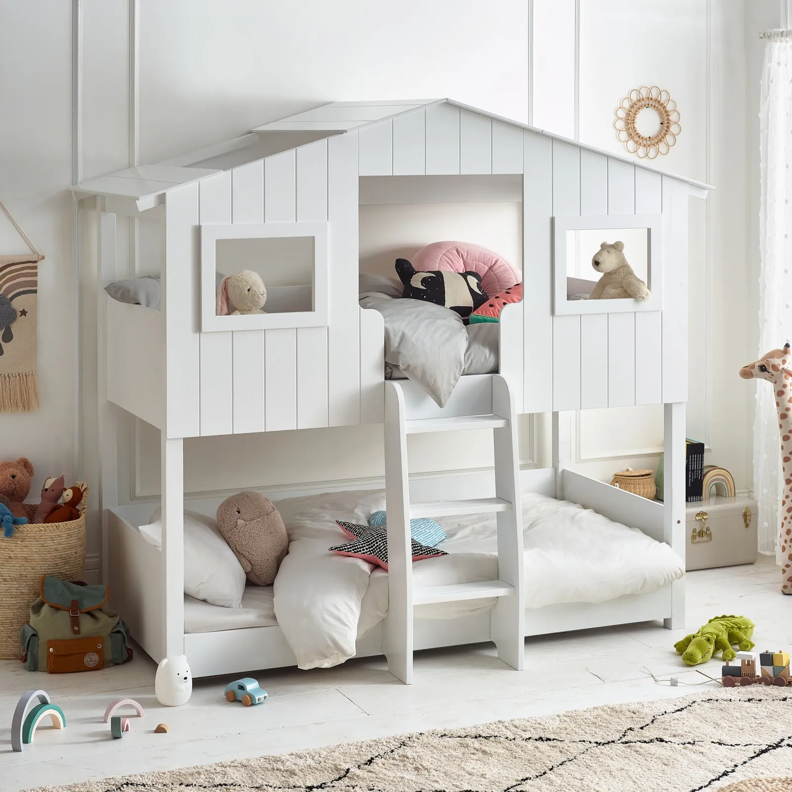 Willow - Single - Treehouse Bunk Bed - White - Wood - 3ft - Happy Beds