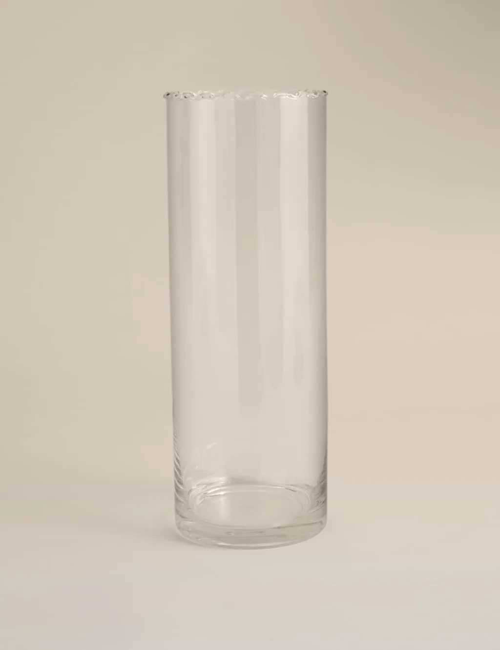 M&S Large Cylinder Frill Top Glass Vase Clear