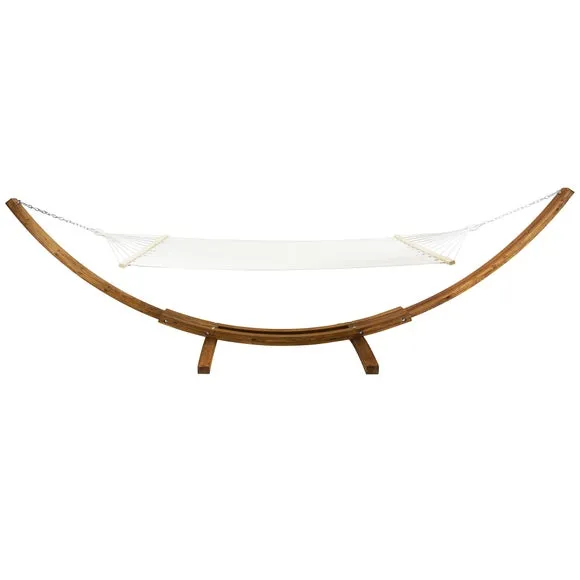 Extra Large Wooden Hammock With Arc Stand Cream Canvas 4