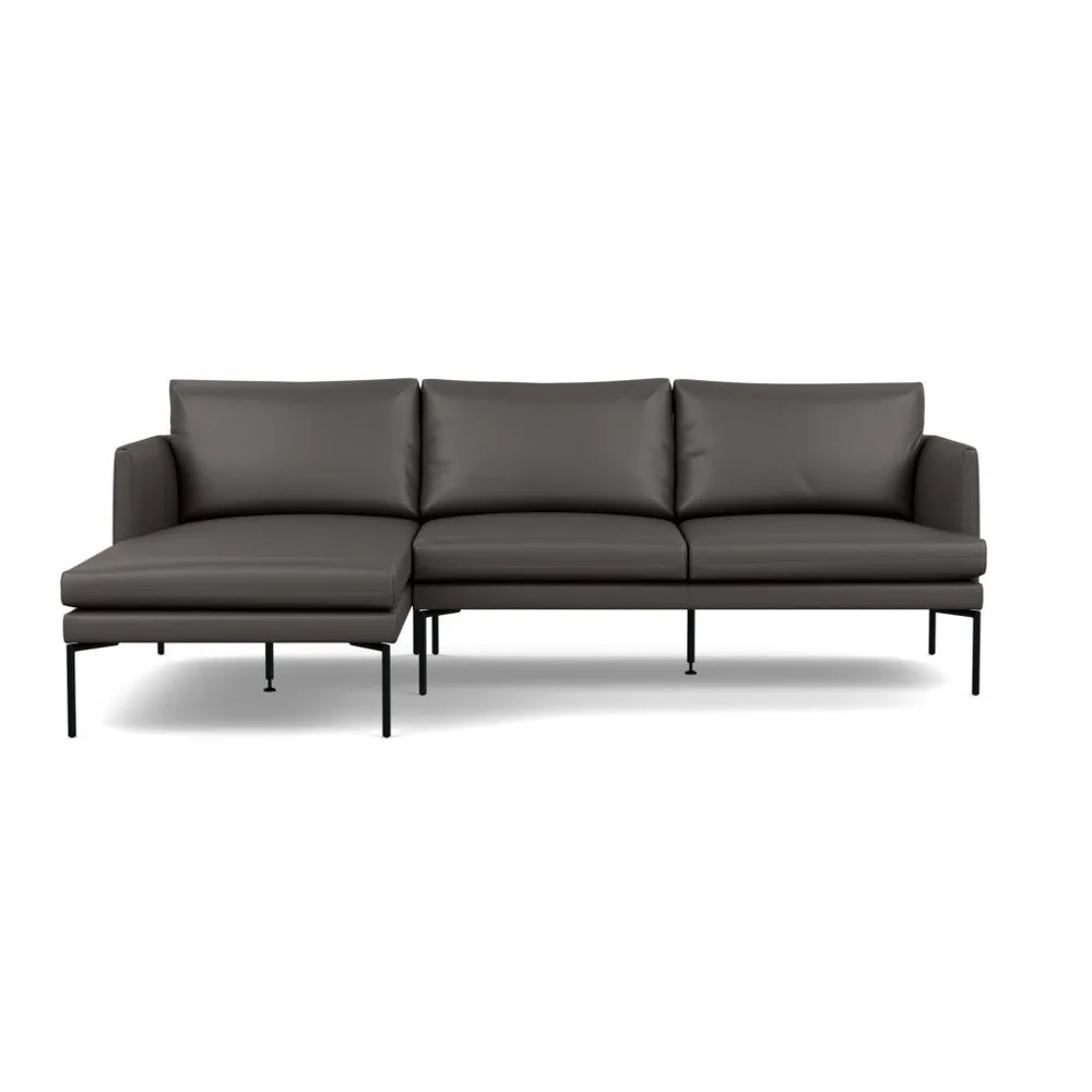 Heal's Matera Corner Chaise Sofa LHF Leather Hide Grey 7177 Black Feet