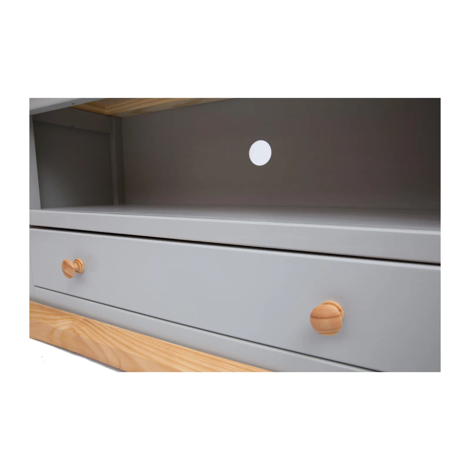 Cabinet Bits Bomporto Light Grey 1 Drawer TV Cabinet Wood Knob 5
