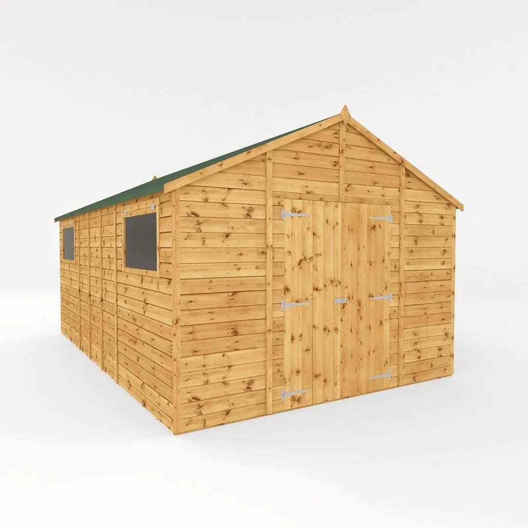 Mercia 16 x 10 Feet Premium Shiplap Apex Workshop - L487 x W322.7 x H252.4 cm in Brown