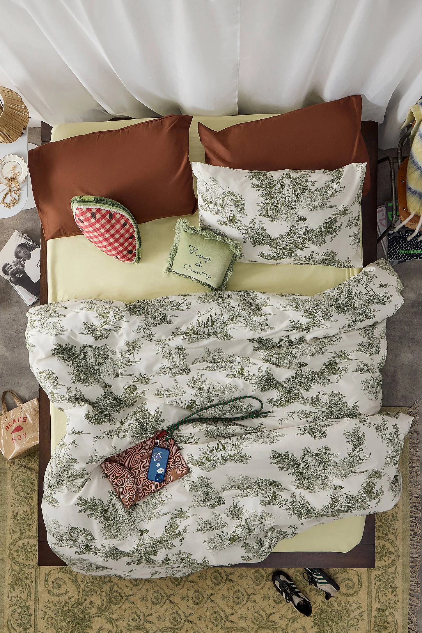 Froggy Toile Duvet Set - Green