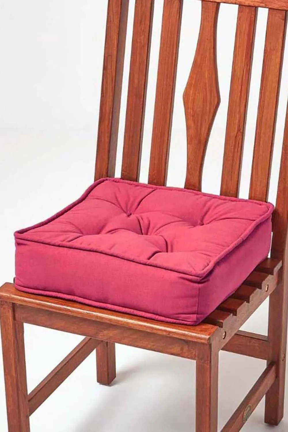 Homescapes Cotton Dining Chair Booster Cushion in Red 1