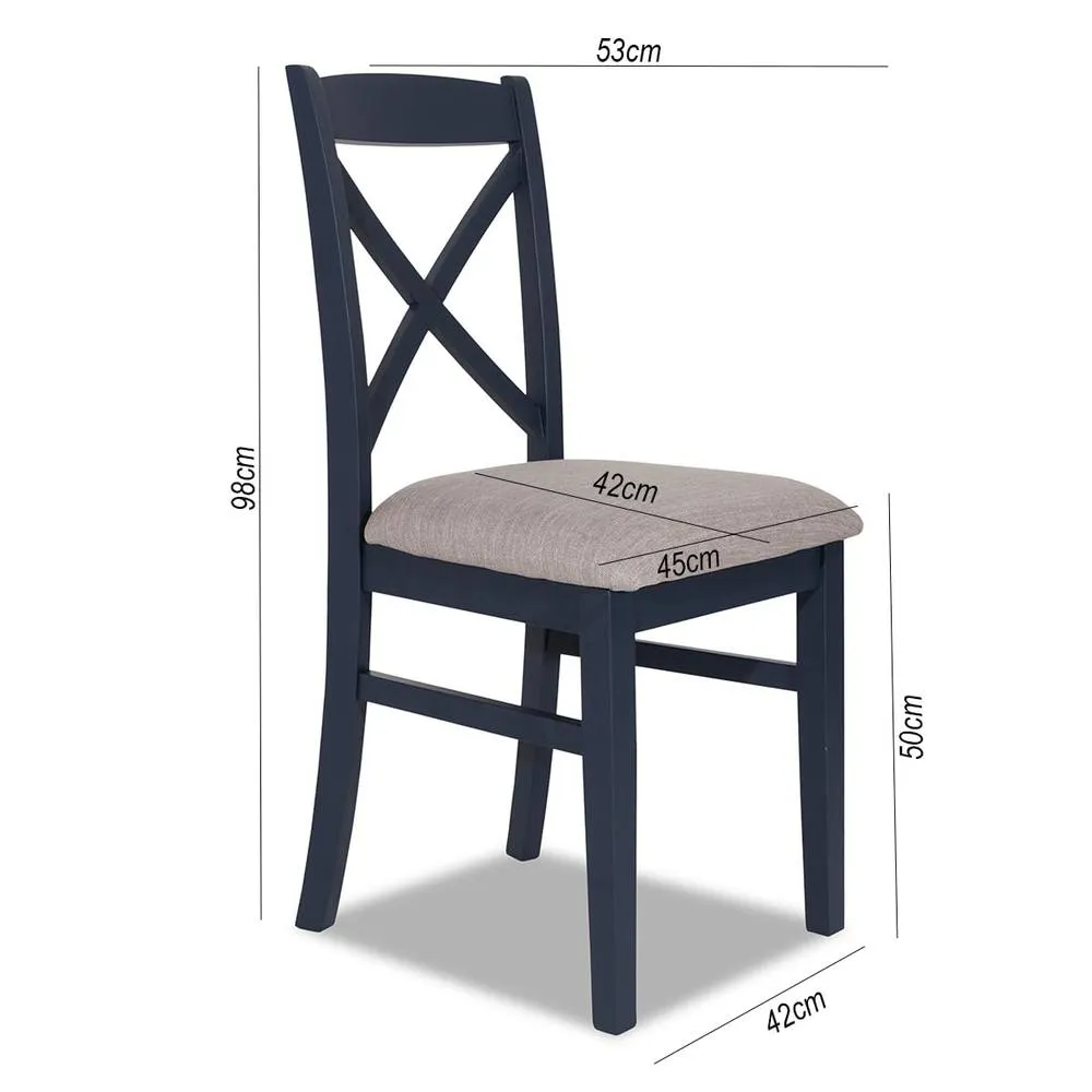 Statement Furniture Florence Crossback Upholstered Seat Dining Chair in Navy 3