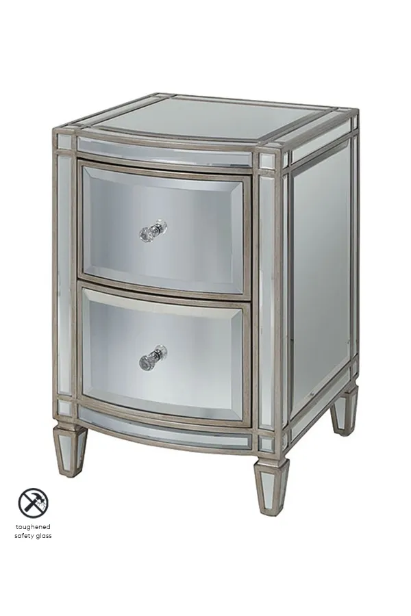 Antoinette Toughened Mirror Bedside Table