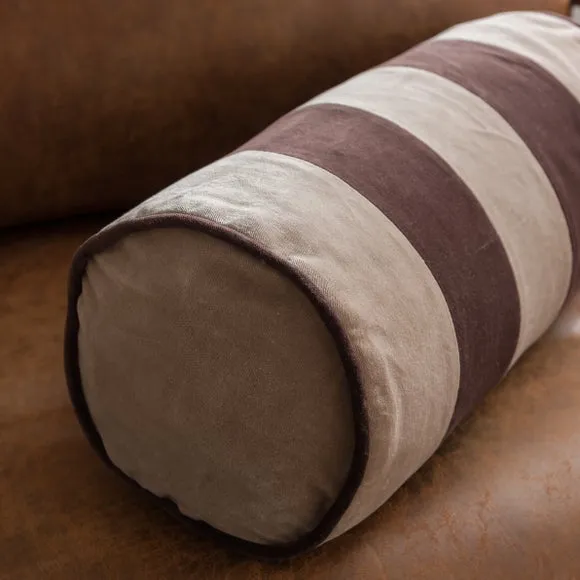 Clara Striped Cotton Velvet Bolster Cushion 5