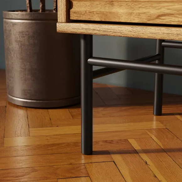 Bryant Wide 2 Drawer Bedside Table, Mango Wood Effect 5