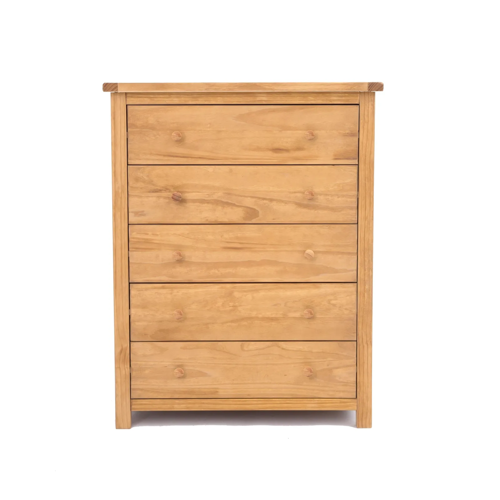 Cabinet Bits Lugo 5 Drawer Chest of Drawers Wood Knob in Light Brown