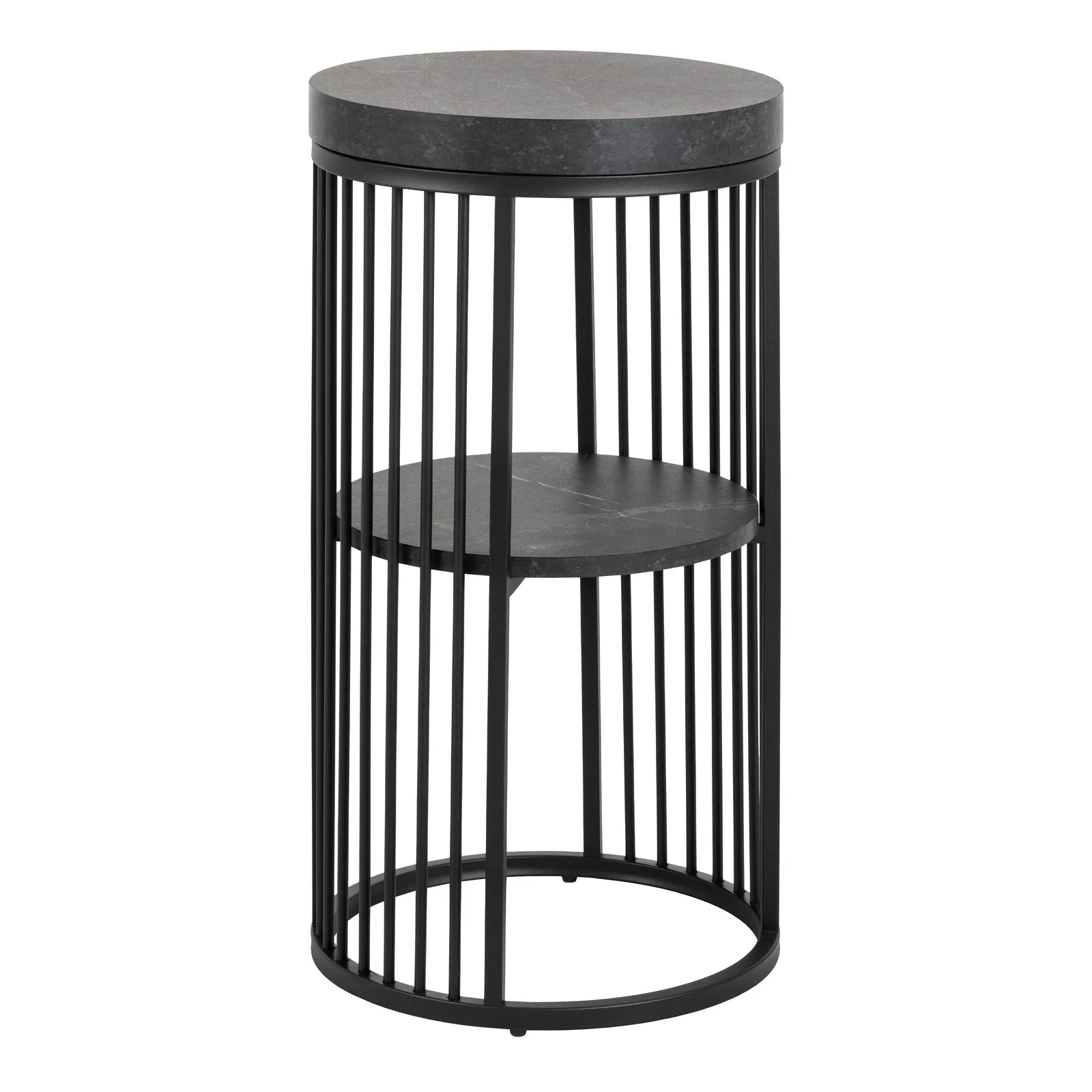 Furniture To Go Strington Round Bedside Table 1 Shelf in Matt Black
