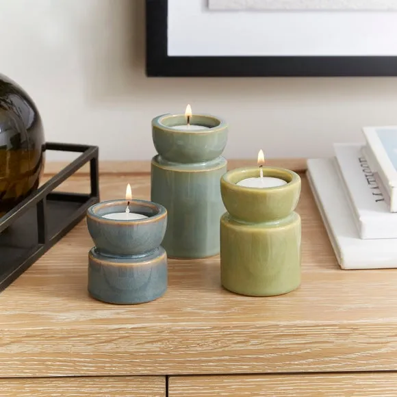 Set of 3 Taper Tealight Candle Holders 2